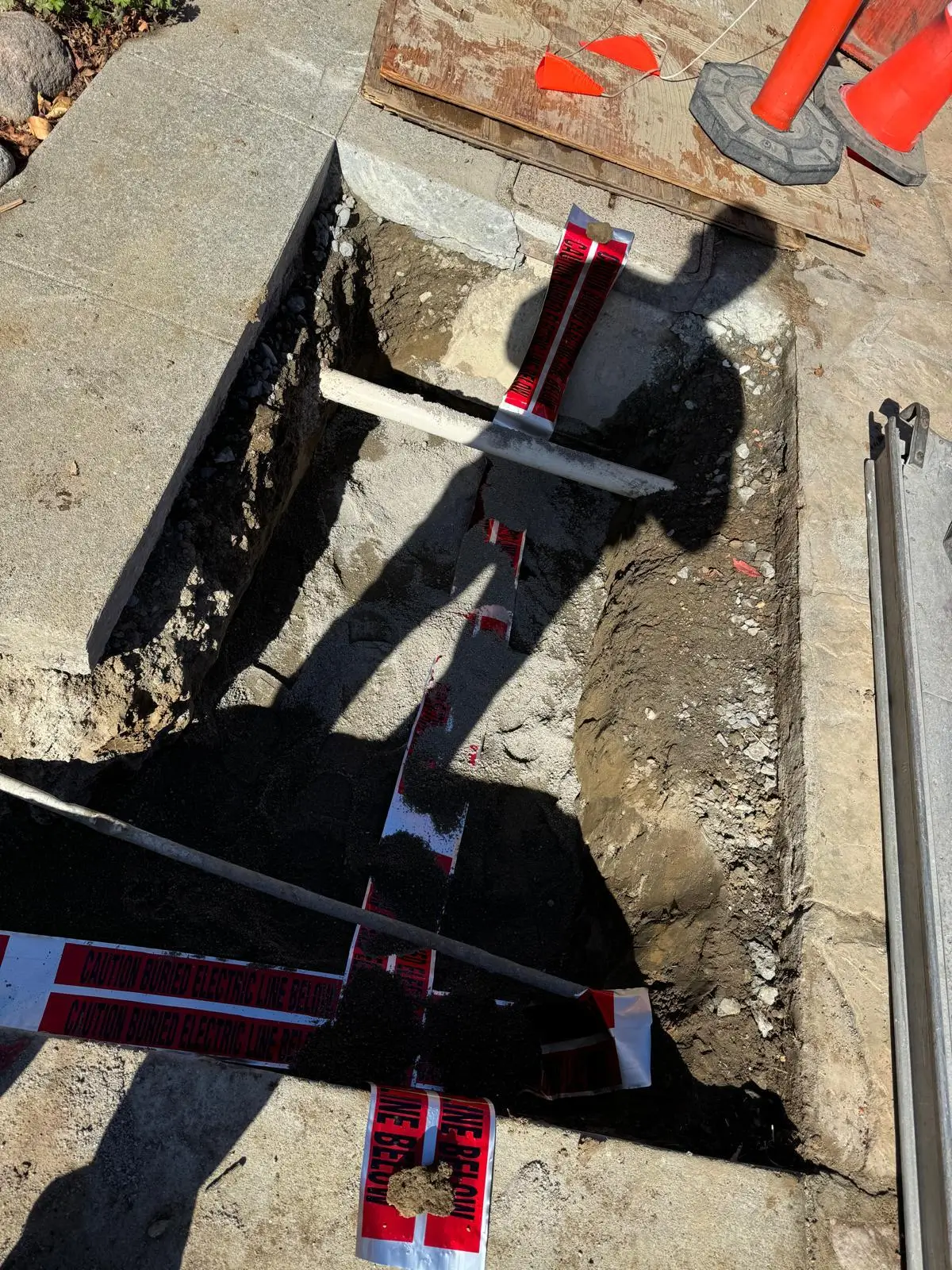 Secondary conduit trench prepared for PG&E inspection by Vertex General Contractor San Francisco Bay Area